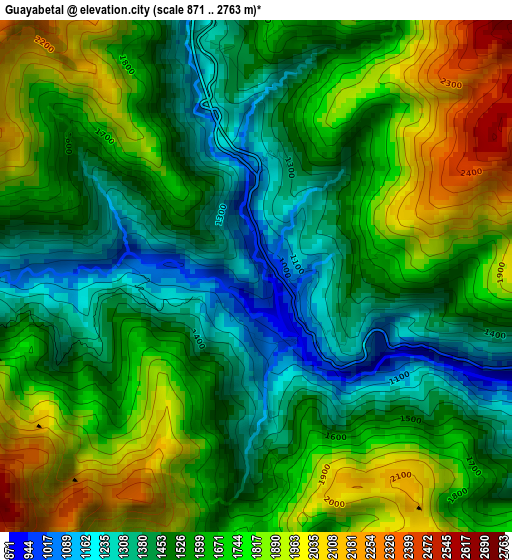 Guayabetal elevation map