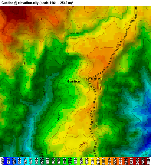 Guática elevation map