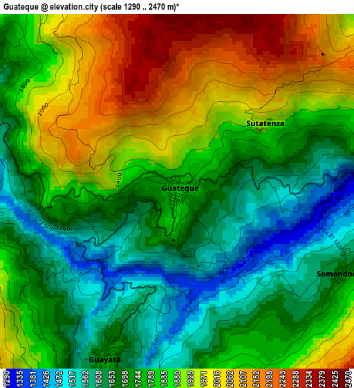 Guateque elevation map