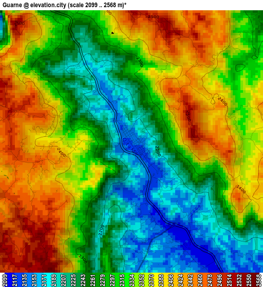 Guarne elevation map