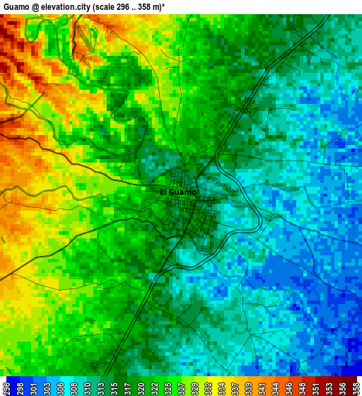 Guamo elevation map