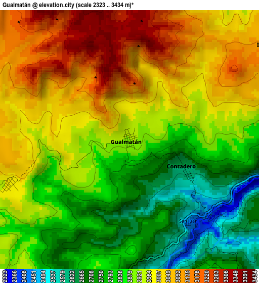 Gualmatán elevation map