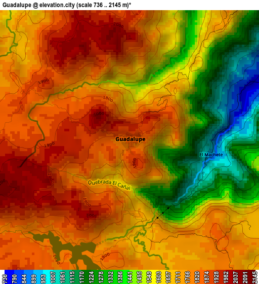 Guadalupe elevation map