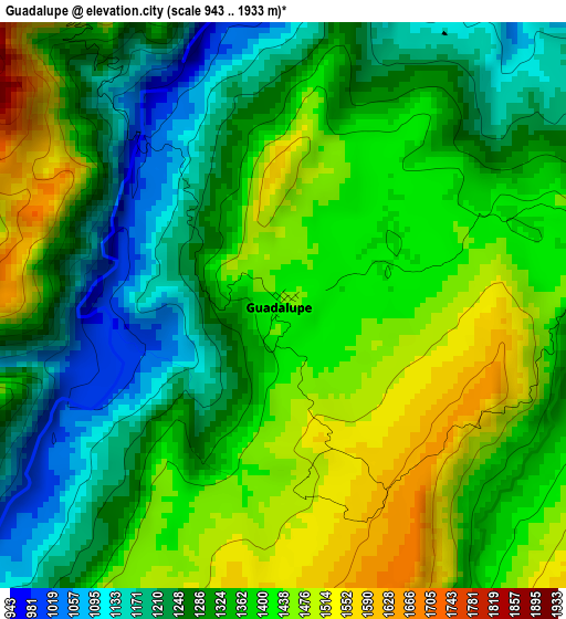 Guadalupe elevation map