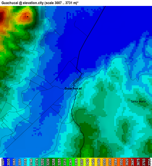 Guachucal elevation map