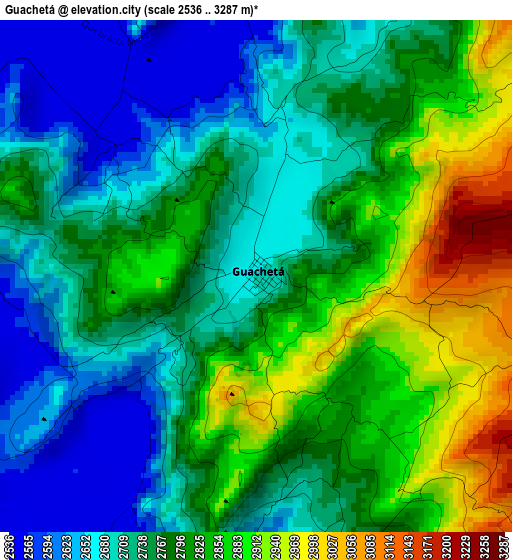 Guachetá elevation map