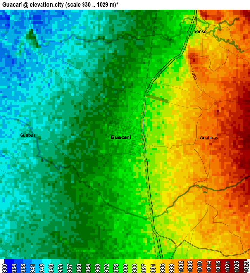 Guacarí elevation map