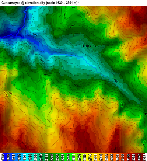 Guacamayas elevation map