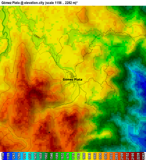 Gómez Plata elevation map