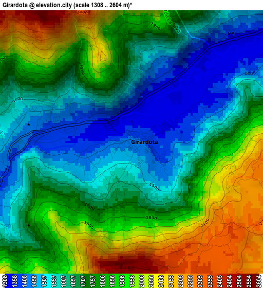 Girardota elevation map