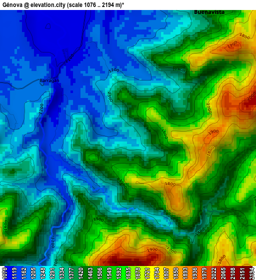 Génova elevation map