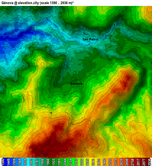 Génova elevation map