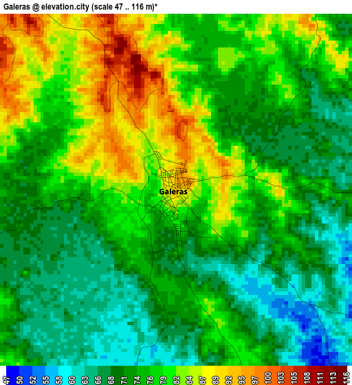 Galeras elevation map