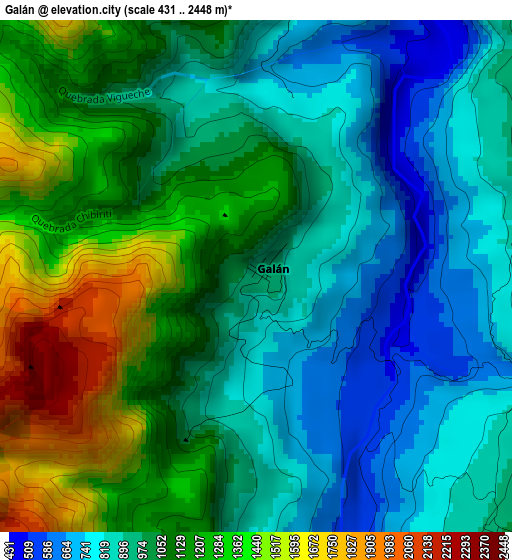 Galán elevation map