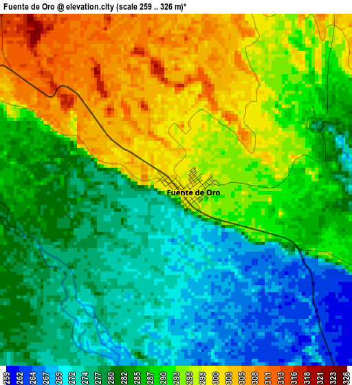 Fuente de Oro elevation map