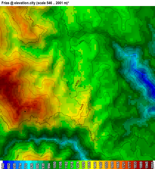 Frías elevation map