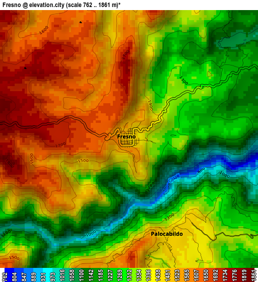 Fresno elevation map