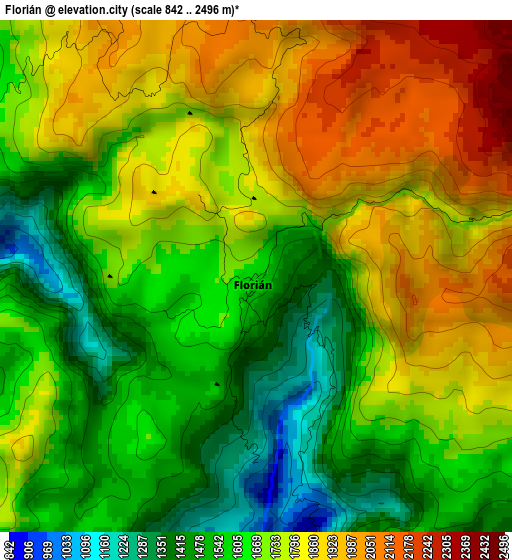 Florián elevation map