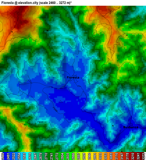 Floresta elevation map