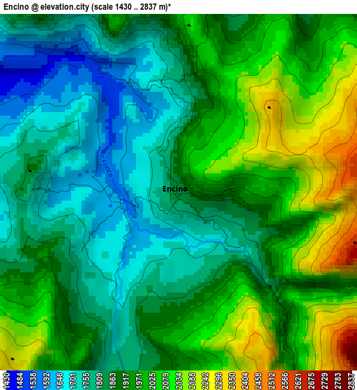 Encino elevation map