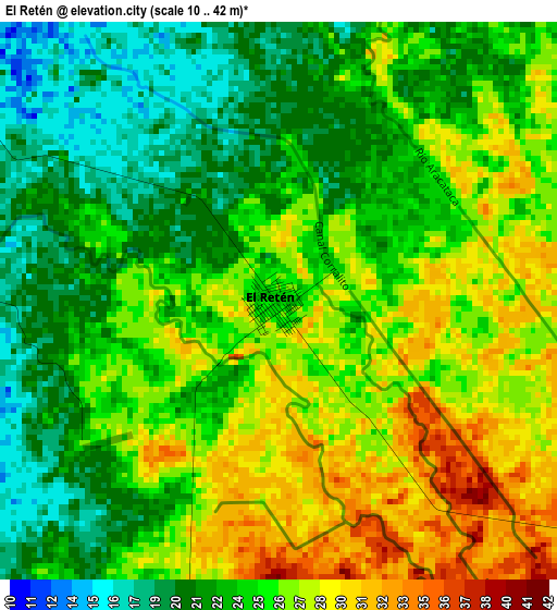 El Retén elevation map