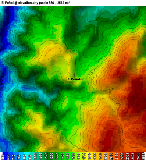 El Peñol elevation map