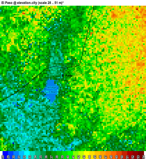 El Paso elevation map