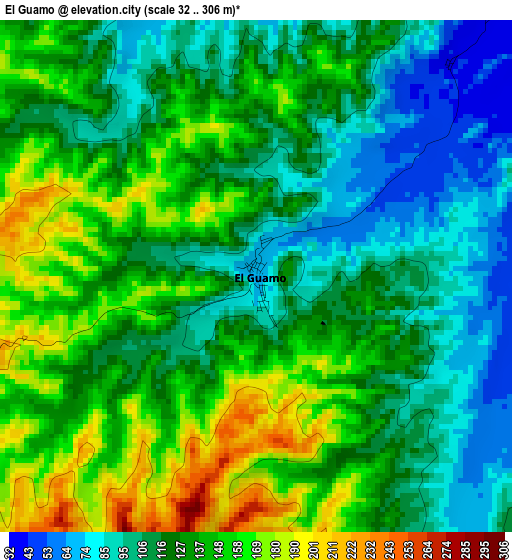 El Guamo elevation map