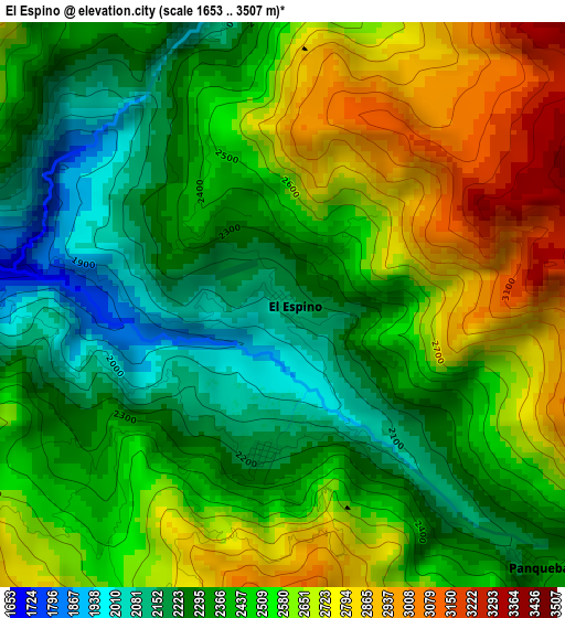 El Espino elevation map