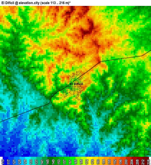 El Difícil elevation map