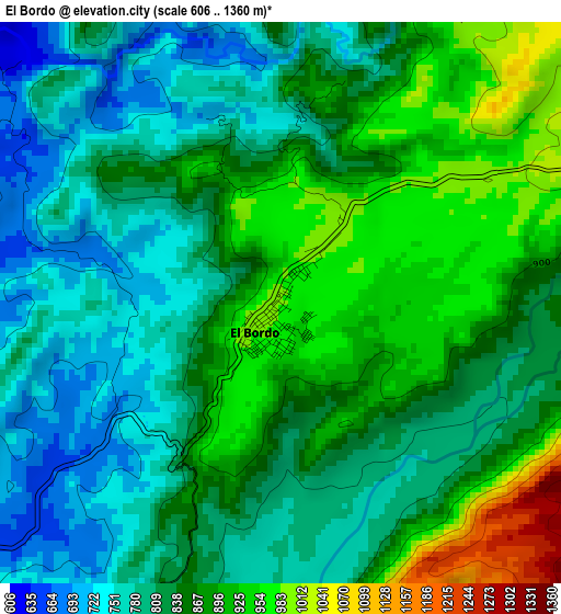 El Bordo elevation map