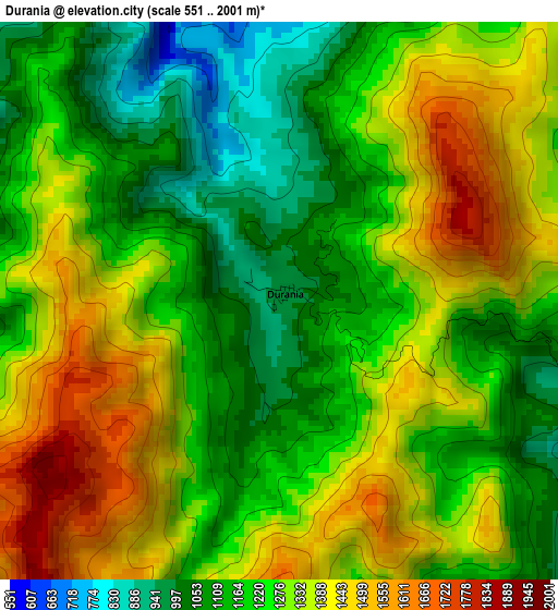 Durania elevation map