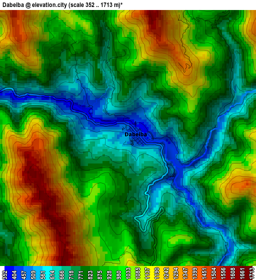 Dabeiba elevation map