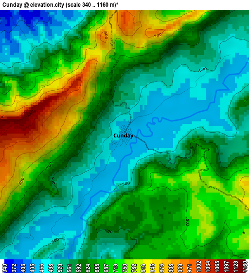 Cunday elevation map