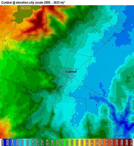 Cumbal elevation map