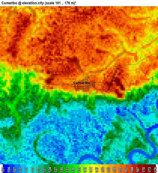 Cumaribo elevation map