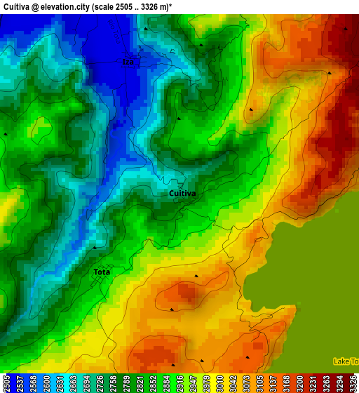 Cuítiva elevation map