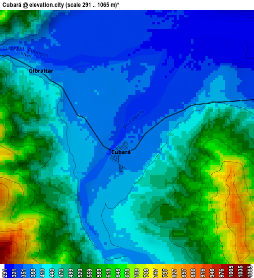 Cubará elevation map