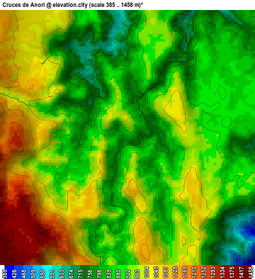 Cruces de Anorí elevation map