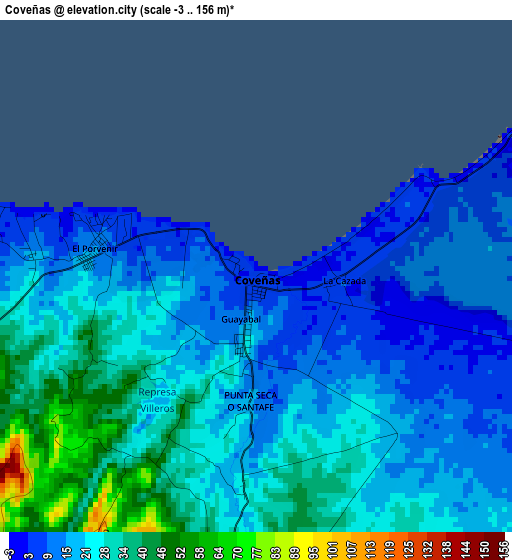 Coveñas elevation map