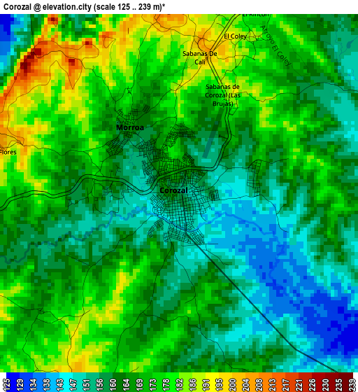 Corozal elevation map