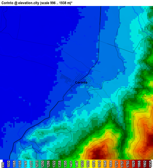 Corinto elevation map