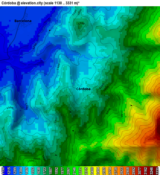 Córdoba elevation map