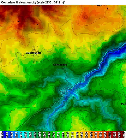 Contadero elevation map