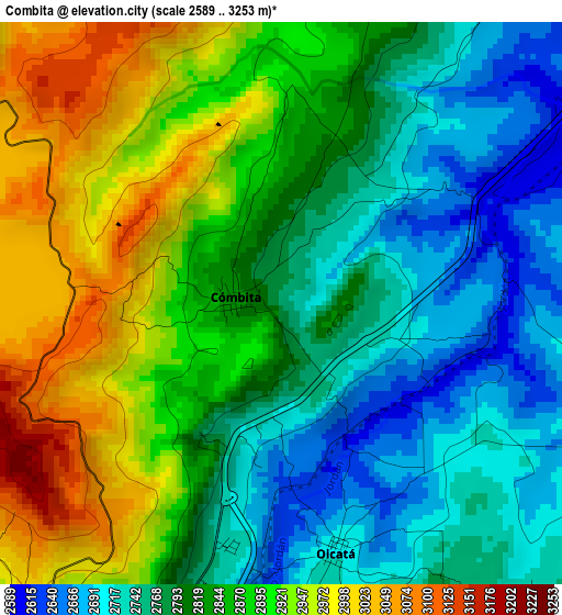 Combita elevation map