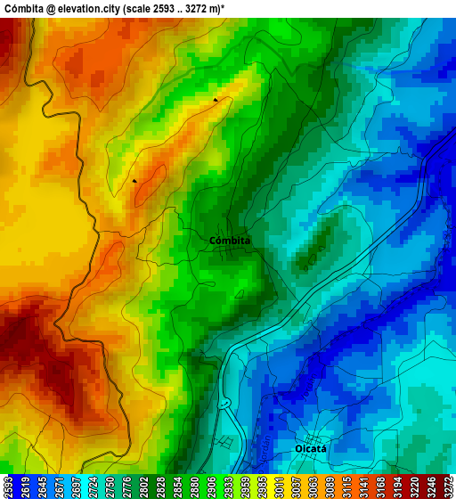 Cómbita elevation map