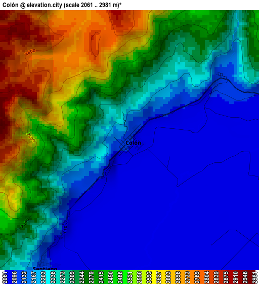 Colón elevation map