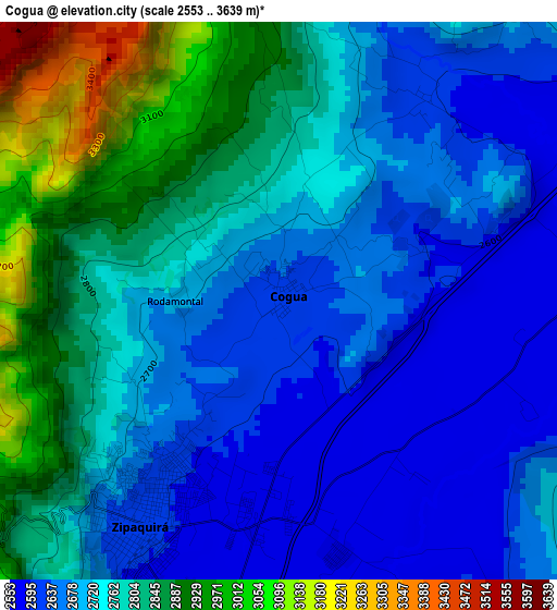 Cogua elevation map