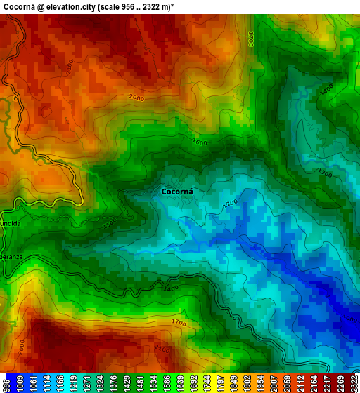 Cocorná elevation map