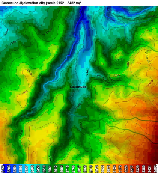 Coconuco elevation map